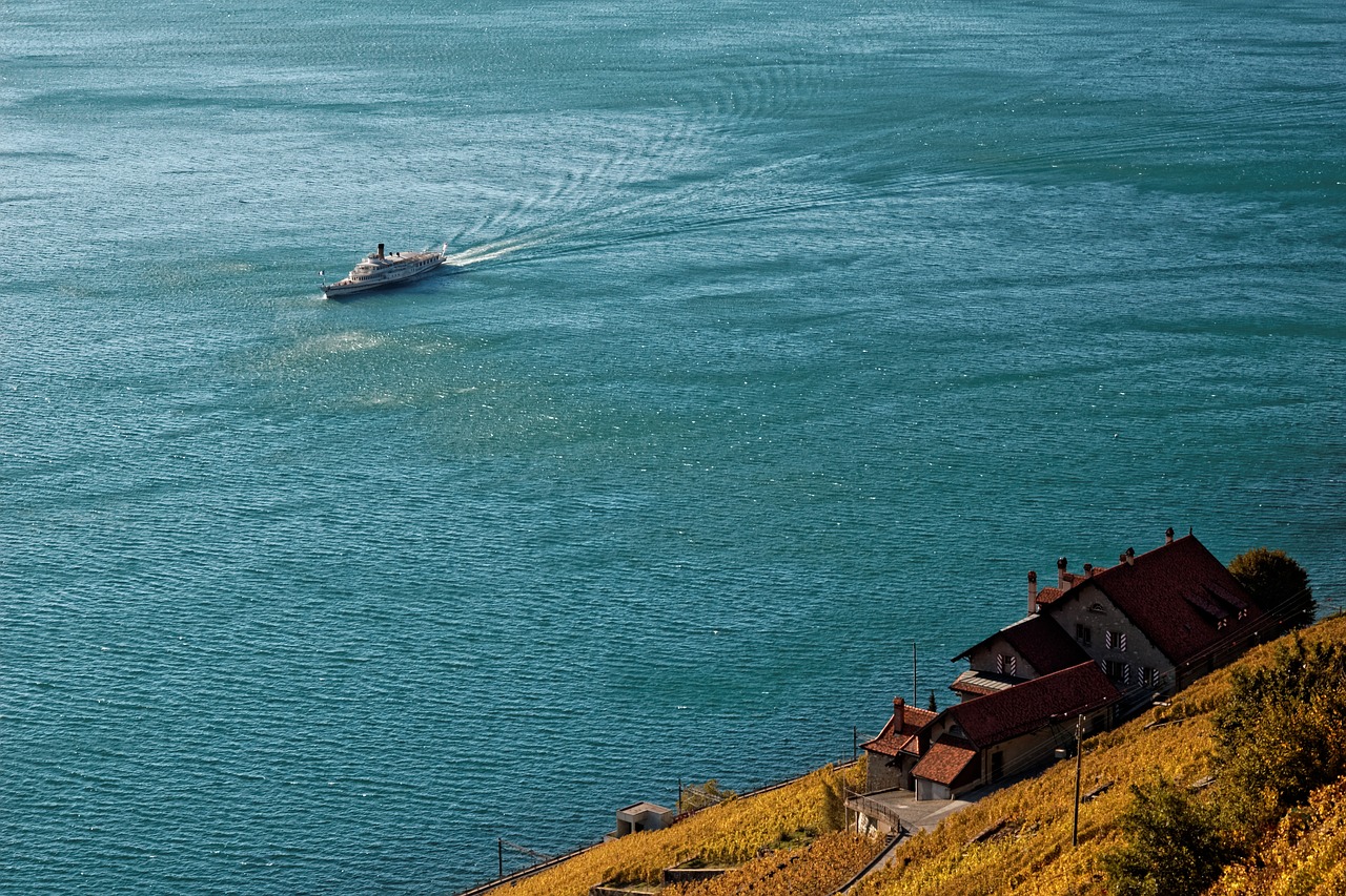 Ežero Geneva, Šveicarija, Vaud, Boot, Mėlynas, Vanduo, Ežeras, Vynuogynai, Nemokamos Nuotraukos,  Nemokama Licenzija