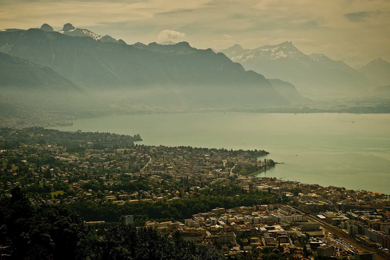 Ežero Geneva, Šveicarija, Atostogos, Kalnai, Ežeras, Vanduo, Miestas, Kaimas, Panorama, Rodyti