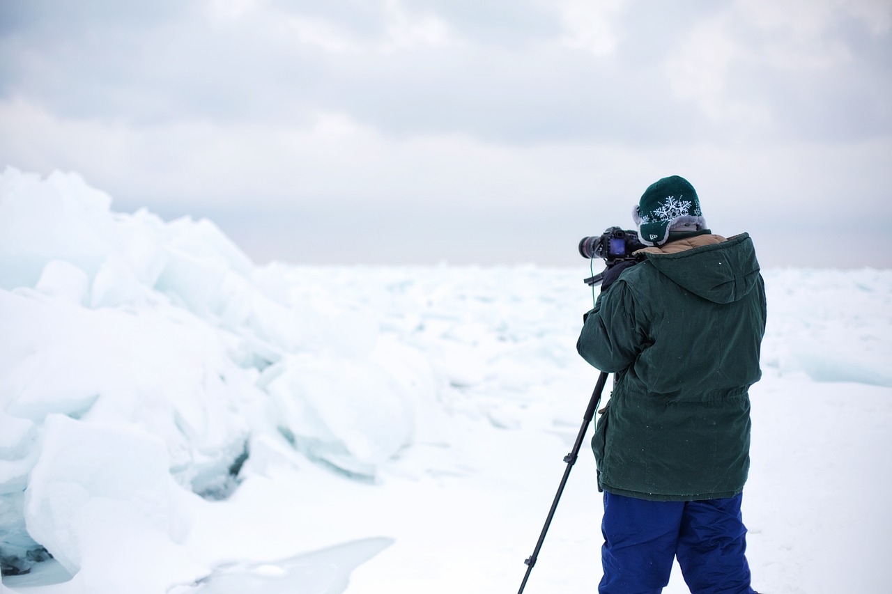 Ežero Huronas, Fotografas, Fotografija, Sušaldyta, Žmonės, Ledas, Žiema, Ledinis, Sniegas, Šaltas