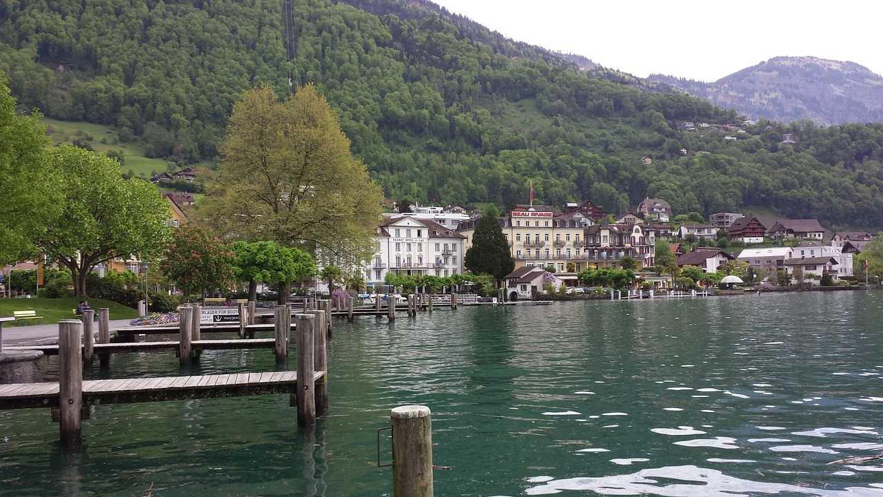 Ežero Lucerne Regionas, Weggis, Ežeras, Vanduo, Gamta, Bankas, Prieplauka, Šveicarija, Prieplauka, Lentynas
