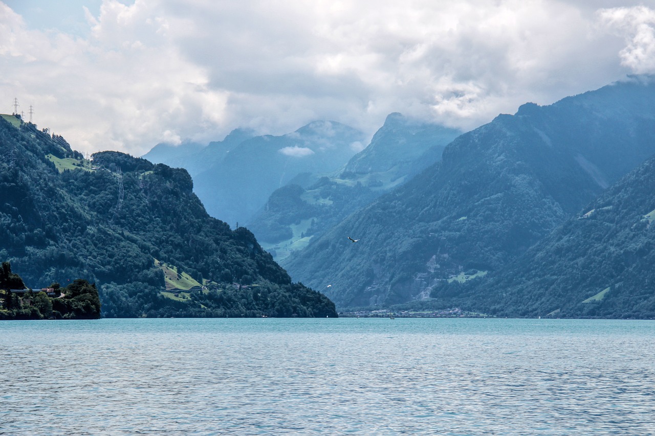 Ežero Lucerne Regionas, Ežeras, Šveicarija, Alpių, Kalnai, Debesys, Dangus, Gamta, Vaizdas, Vanduo
