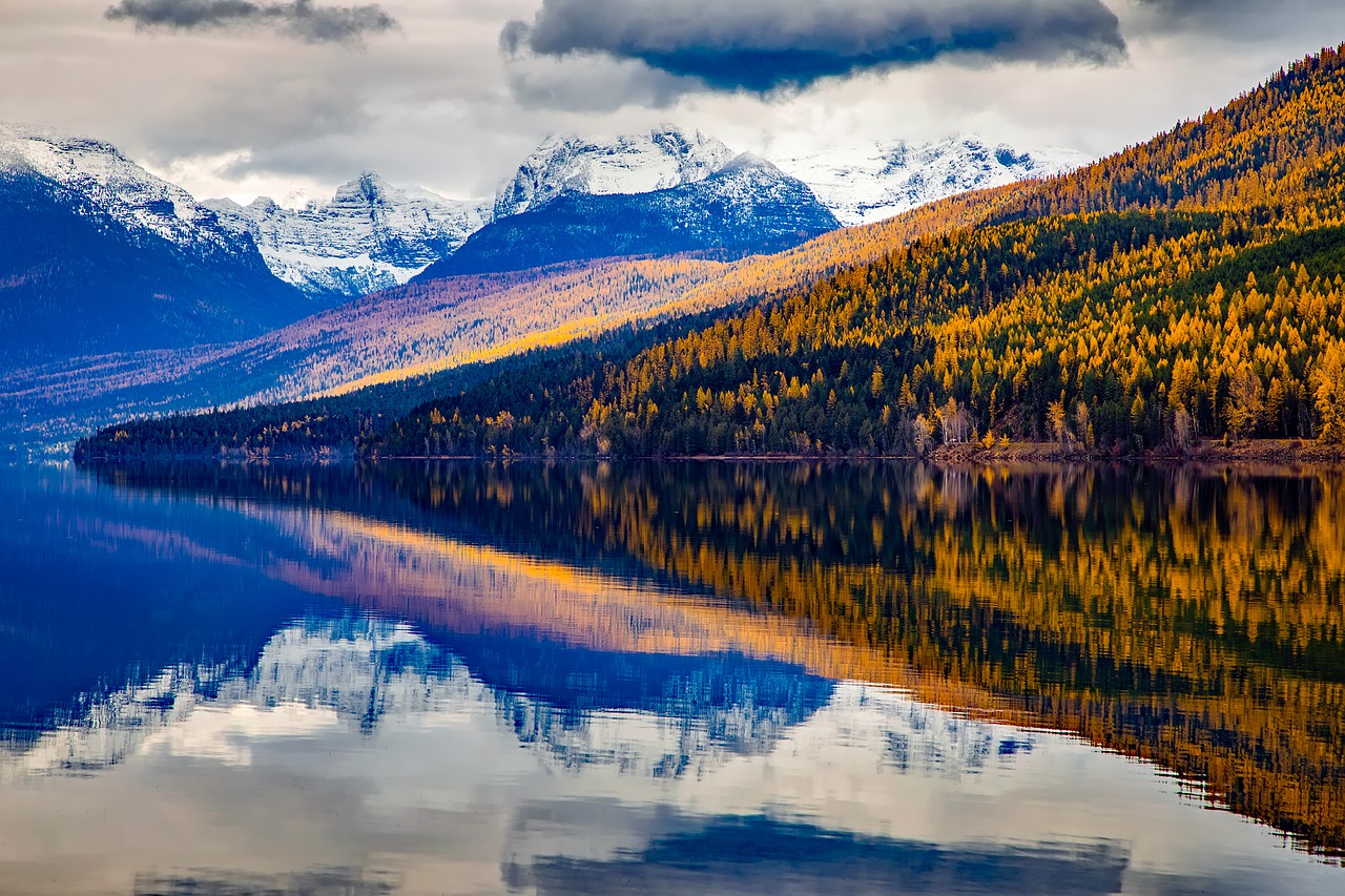 Ežeras Mcdonald, Ledynas Nacionalinis Parkas, Montana, Kraštovaizdis, Vaizdingas, Dangus, Debesys, Vanduo, Apmąstymai, Kalnai