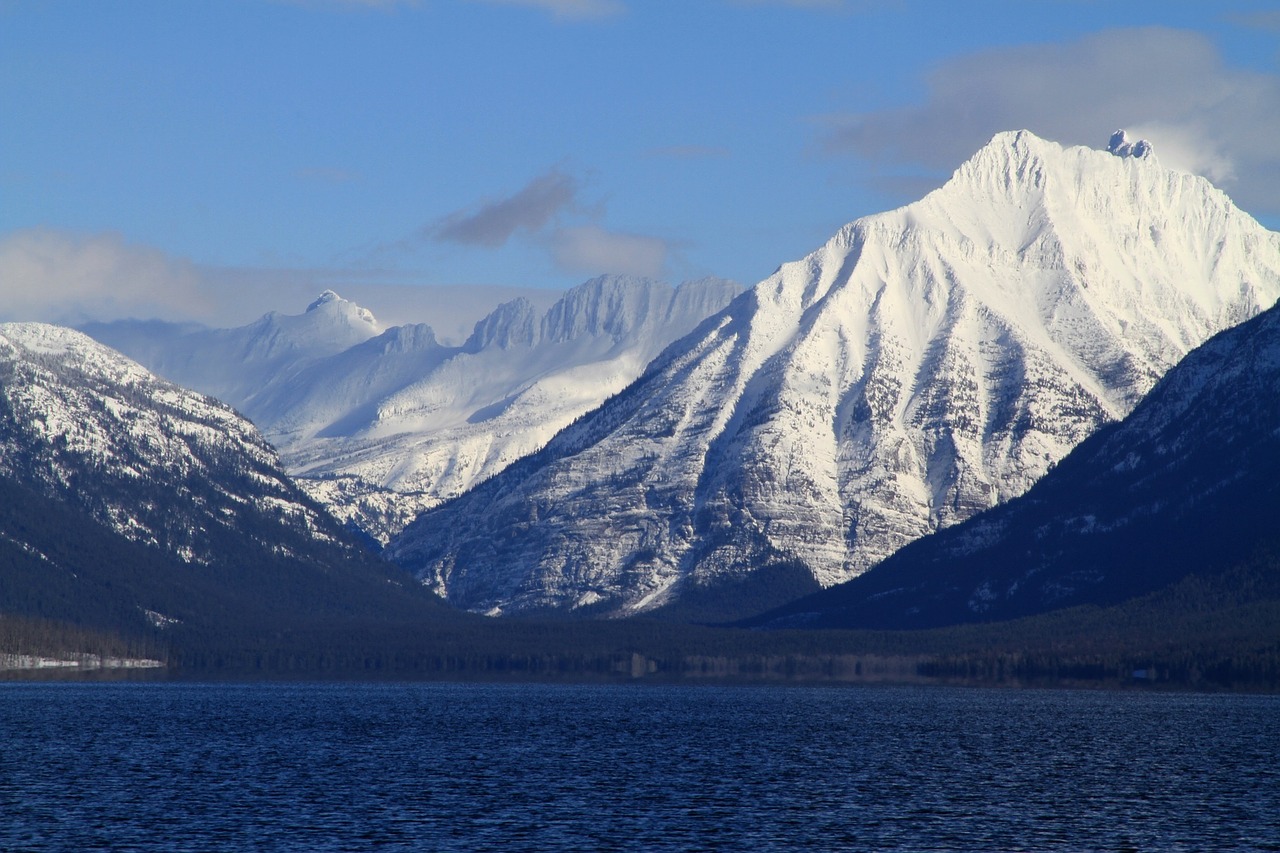 Ežeras Mcdonald, Žemyninė Divizija, Kalnas, Vanduo, Kraštovaizdis, Vaizdingas, Gamta, Ledynas Nacionalinis Parkas, Sniegas, Montana