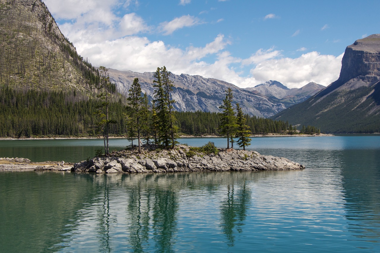 Ežeras Minnewanka, Banff, Alberta, Sala, Ežeras, Nacionalinis, Kanada, Parkas, Kalnas, Minnewanka