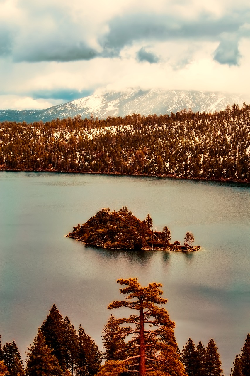 Ežeras Tahoe, Kalifornija, Turizmas, Kalnai, Sniegas, Žiema, Kraštovaizdis, Gamta, Lauke, Šalis