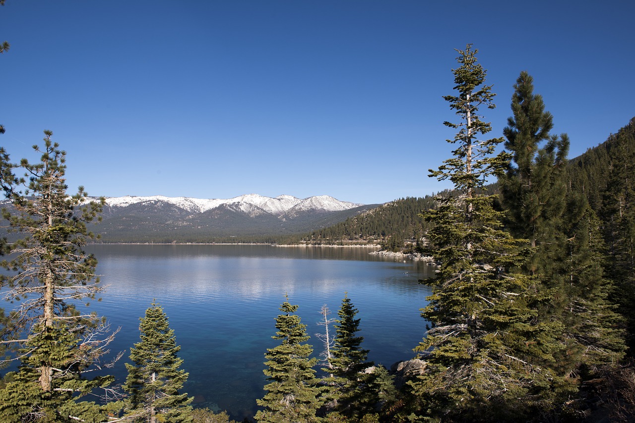Ežeras Tahoe, Kalifornija, Vanduo, Kalnai, Dangus, Medžiai, Atostogos, Kraštovaizdis, Vaizdingas, Taikus