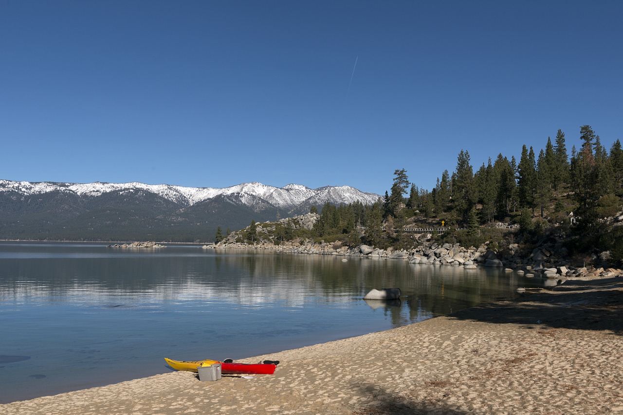 Ežeras Tahoe, Baidarių, Papludimys, Vanduo, Gamta, Vaizdingas, Kraštovaizdis, Atostogos, Šventė, Vaizdas