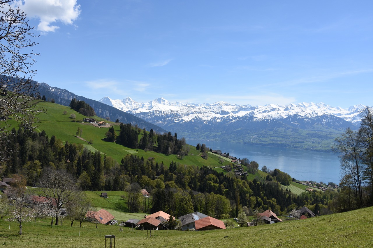 Ežeras Thun, Kalnai, Šveicarija, Berni Oberland, Ežeras, Kraštovaizdis, Regėjimas, Tolimas Vaizdas, Nemokamos Nuotraukos,  Nemokama Licenzija