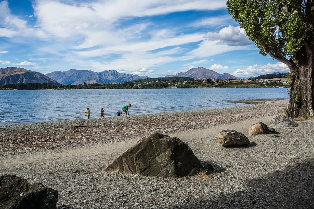 Ežeras Wanaka, Naujoji Zelandija, Kalnai, Dangus, Debesis, Wanaka, Ežeras, Papludimys, Gamta, Kraštovaizdis