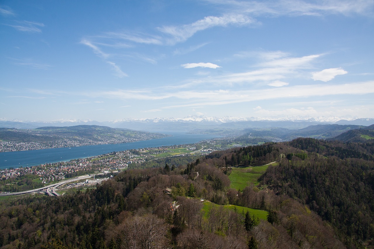Ežeras Ciurichas, Matyti Iš Uetlibergo, Šveicarija, Alpių, Snieguotas, Uetliberg, Kalnai, Alpenblick, Vaizdas, Kraštovaizdis