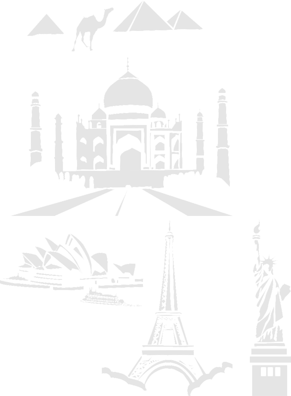 Orientyrai, Taj Mahal, Eifelio Bokštas, Piramidės, Sidnėjaus Operos Rūmai, Laisvės Statula, Nustatyti, Pilka, Siluetai, Istorinis