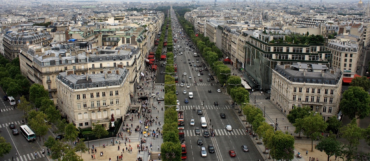 Kraštovaizdis, Vaizdingas, Miesto, Paris, France, Champs-Elysees, Alėja, Gatvė, Eismas, Miesto Panorama