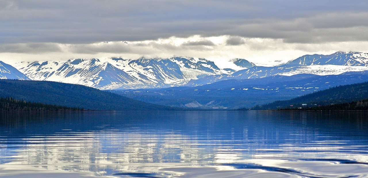 Kraštovaizdis, Kalnai, Sniegas, Upė Gulkana, Alaska, Usa, Vanduo, Panorama, Vaizdingas, Atspindys