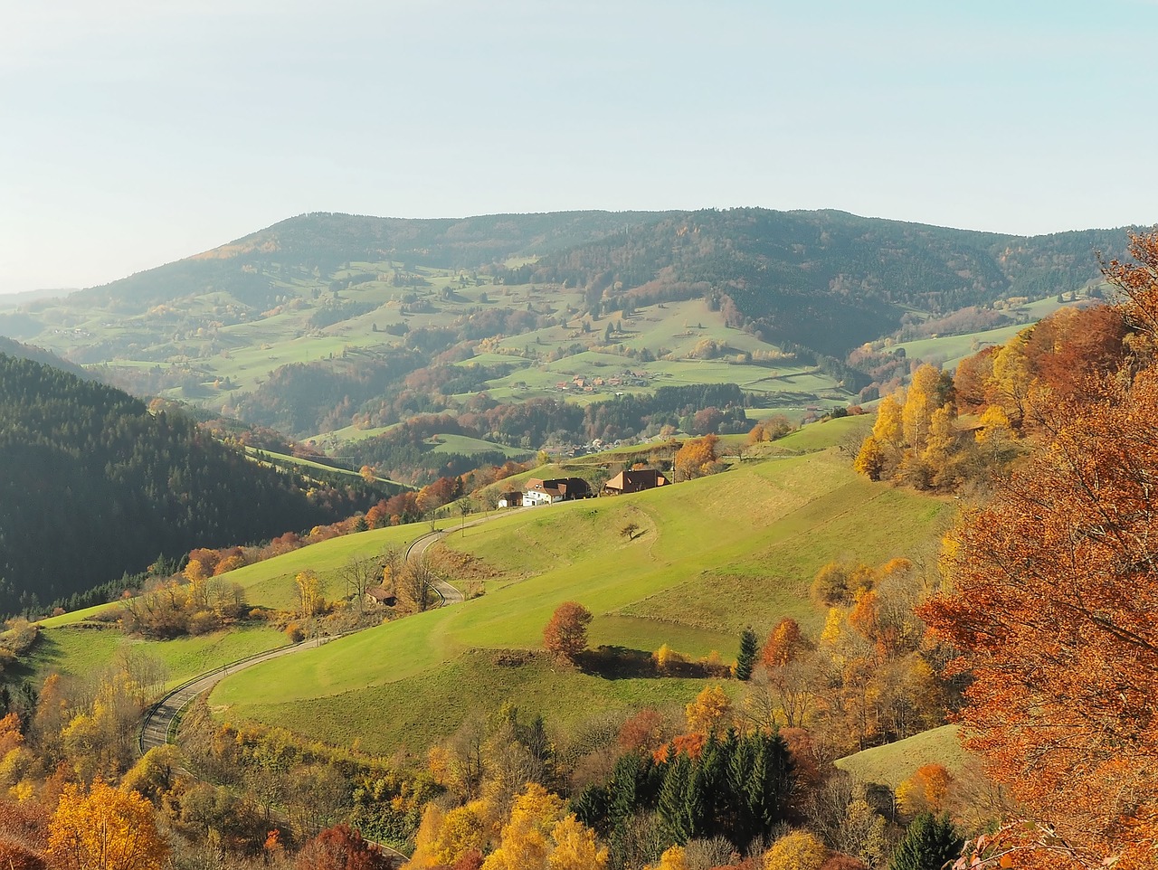 Kraštovaizdis, Gamta, Kritimas, Kalnai, Medžiai, Miškas, Juodasis Miškas, Vokietija, Kritimo Spalvos, Nemokamos Nuotraukos