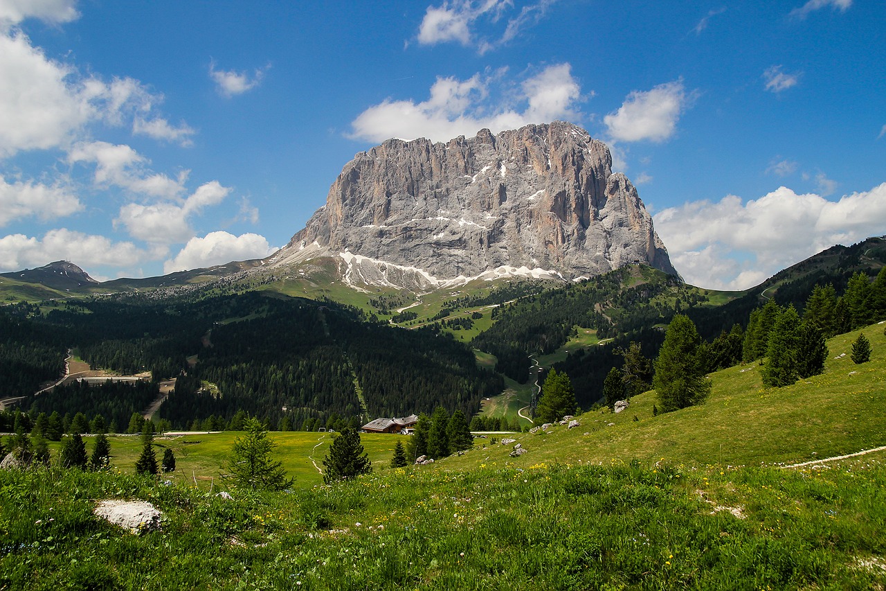 Kraštovaizdis, Italy, Dolomitas, Dolomitai, Gamta, Debesis, Kalnas, Alpės, Miškas, Panorama
