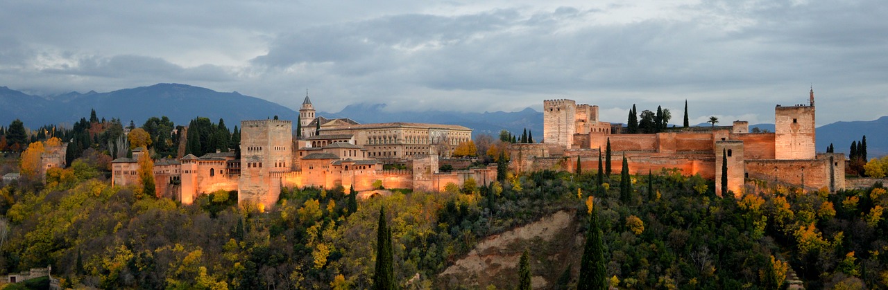 Kraštovaizdis, Alhambra, Ruduo, Rūmai, Tvirtovės Kompleksas, Granada, Andalūzija, Ispanija, Qalat Al-Hamra, Arabiškas