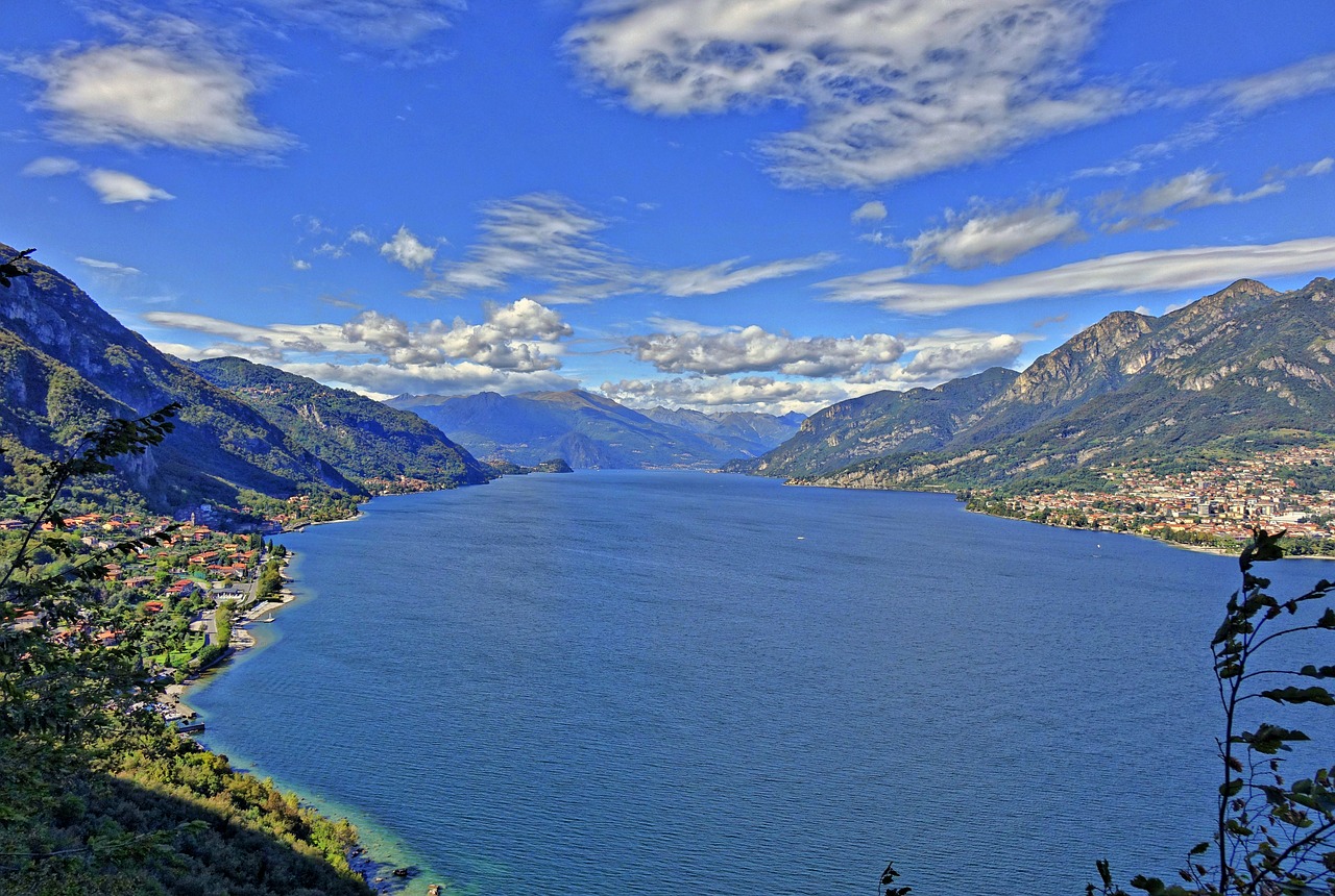 Kraštovaizdis, Ežero Como, Lecco, Lombardija, Italy, Vanduo, Como Ežeras, Vista, Ežeras, Saulė