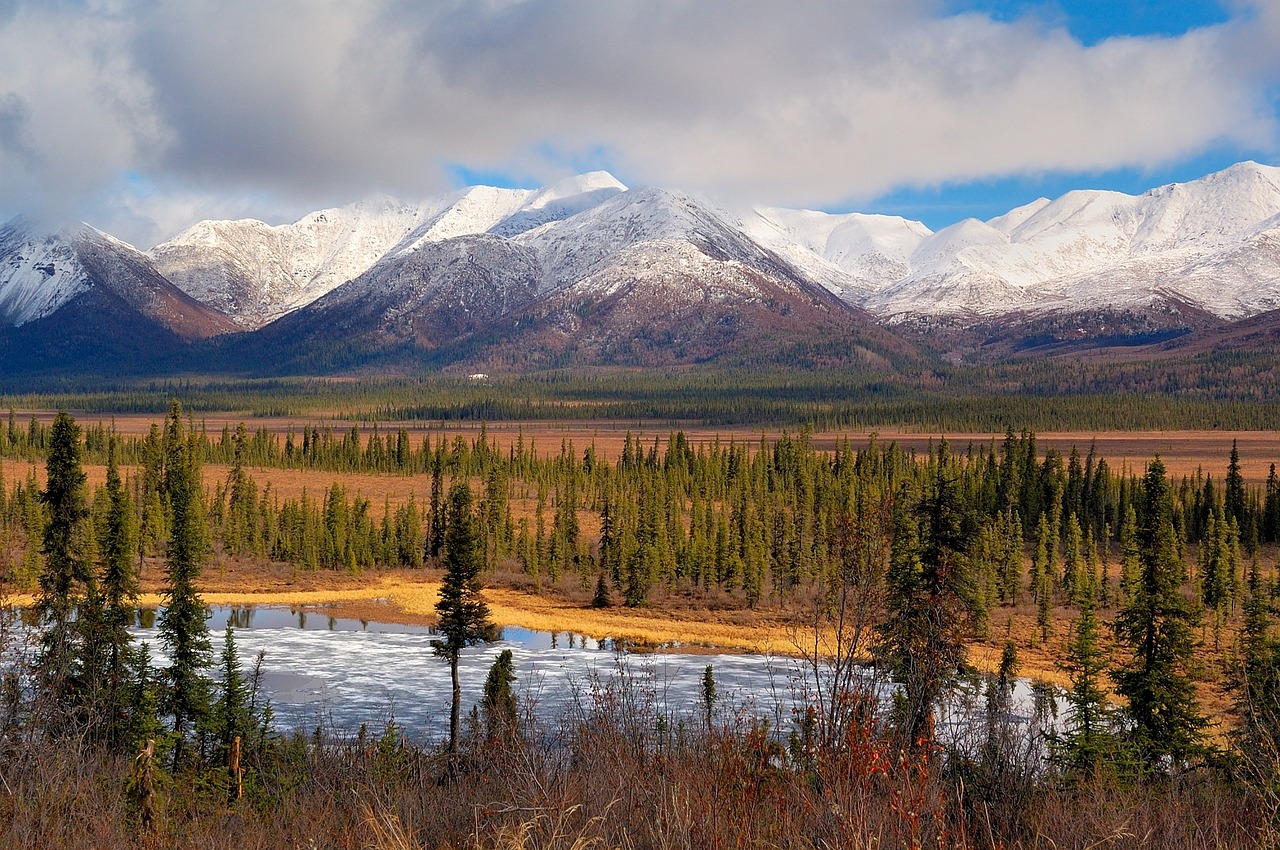 Kraštovaizdis, Vaizdingas, Mentos Kalnai, Lauke, Peizažas, Debesys, Sniegas, Wrangell-E Eliasas, Nacionalinis Parkas Ir Išsaugoti, Alaska