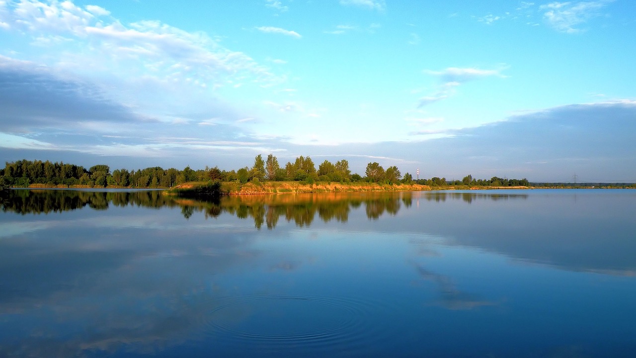 Kraštovaizdis, Ežeras, Vandenys, Medžiai, Panorama, Dangus, Mėlynas, Mėlynas Dangus, Vokietija, Gamta