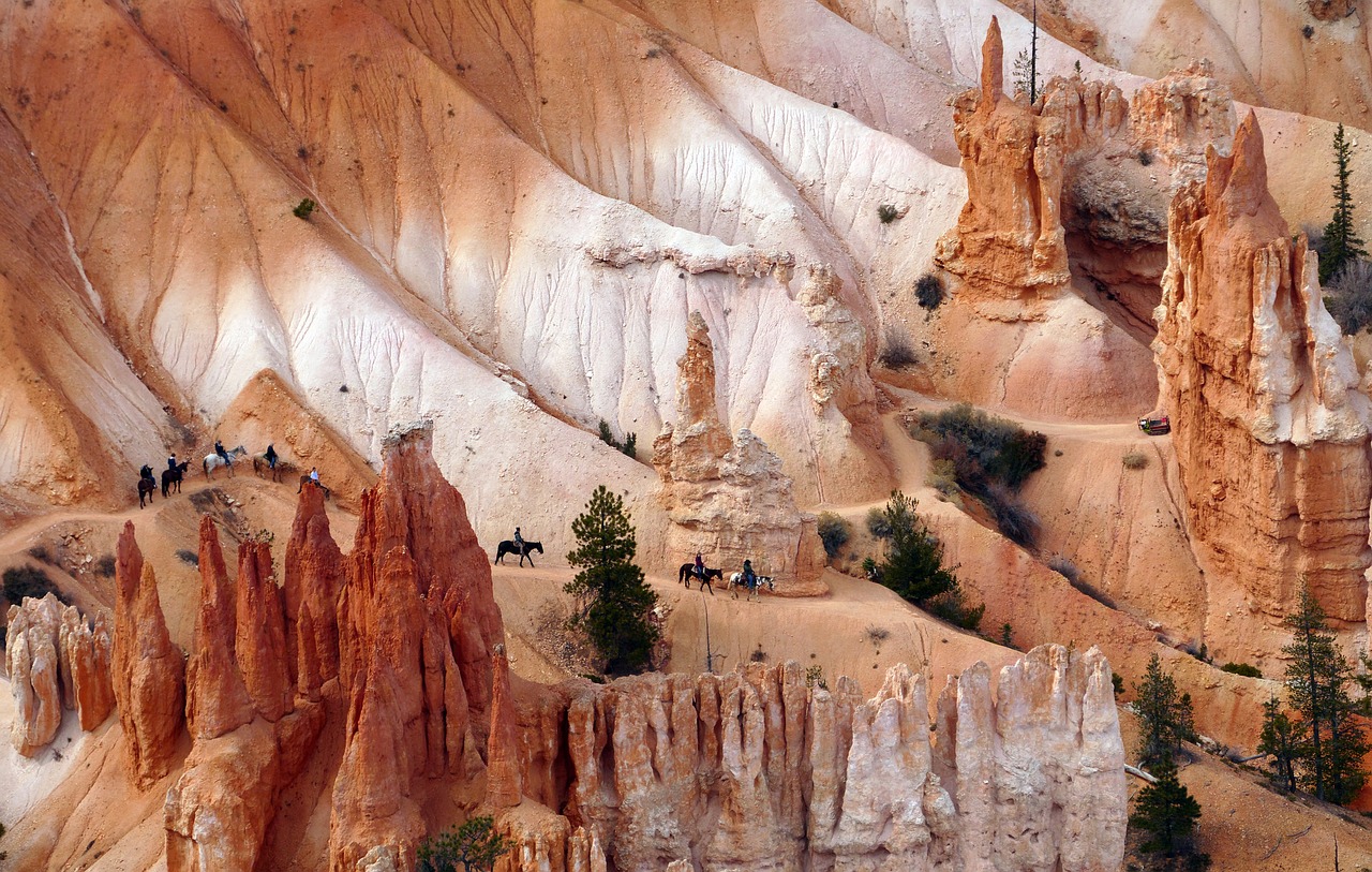 Kraštovaizdis, Vaizdingas, Arklys, Jodinėjimas, Takas, Gamta, Lauke, Kalnas, Bryce Canyon Nacionalinis Parkas, Utah