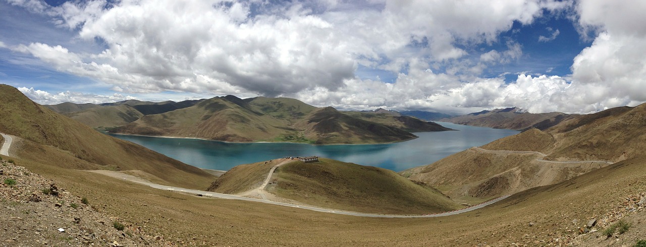 Kraštovaizdis, Panorama, Ežeras, Kalnai, Nevaisinga, Peizažas, Tibetas, Yamdrok Ežeras, Apsvaiginimo, Vaizdas