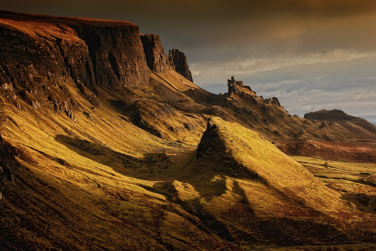 Kraštovaizdis, Škotija, Gamta, Aukštumų Ir Salų, Quairaing, Kalnai, Isle Of Skye, Kalnas, Dangus, Rokas
