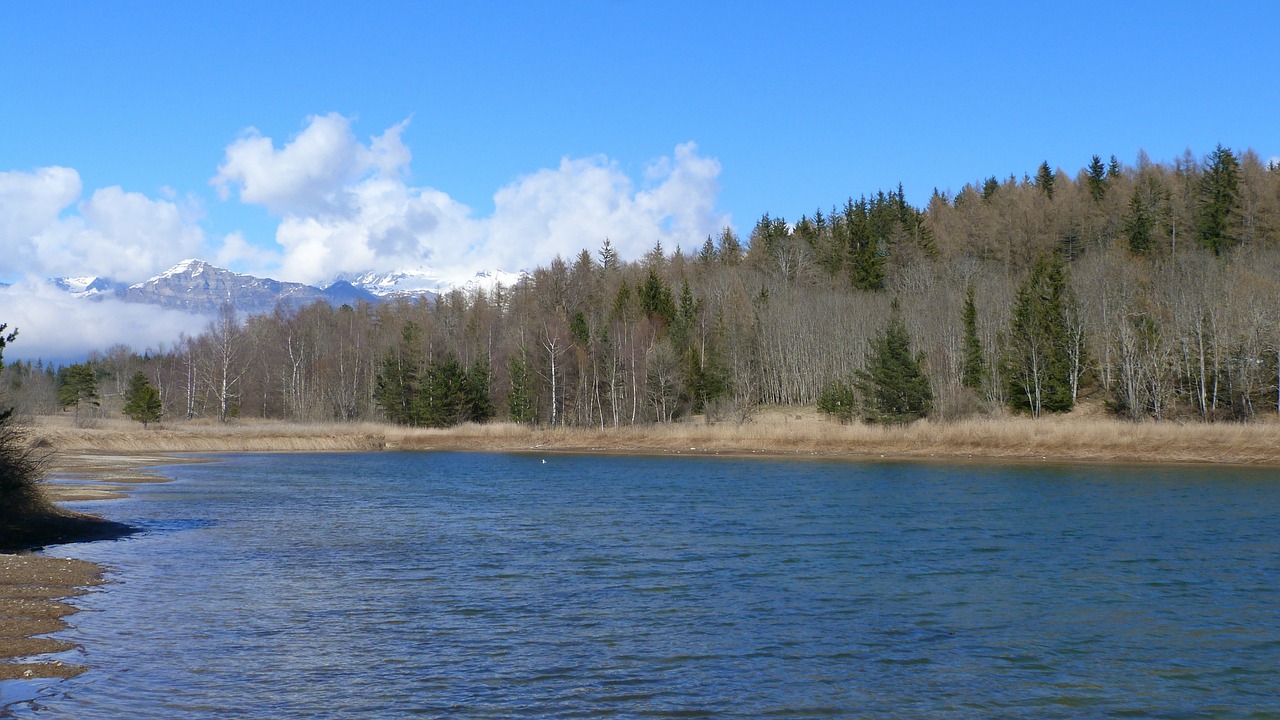 Kraštovaizdis, Gamta, Vanduo, Tvenkinys, Miškas, Dangus, Mėlynas, Debesys, Alpės, Kalnas