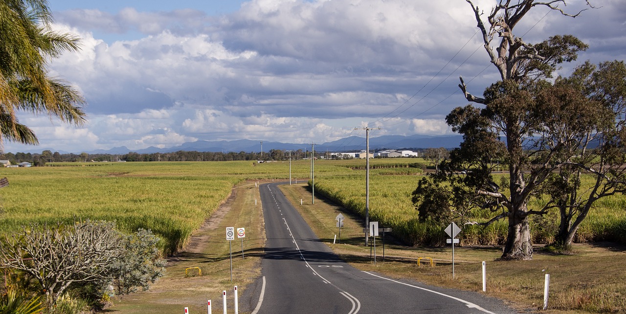 Kraštovaizdis, Kaimas, Ūkininkavimas, Cukranendrė, Laukai, Kelias, Horizontas, Queensland, Australia, Nemokamos Nuotraukos