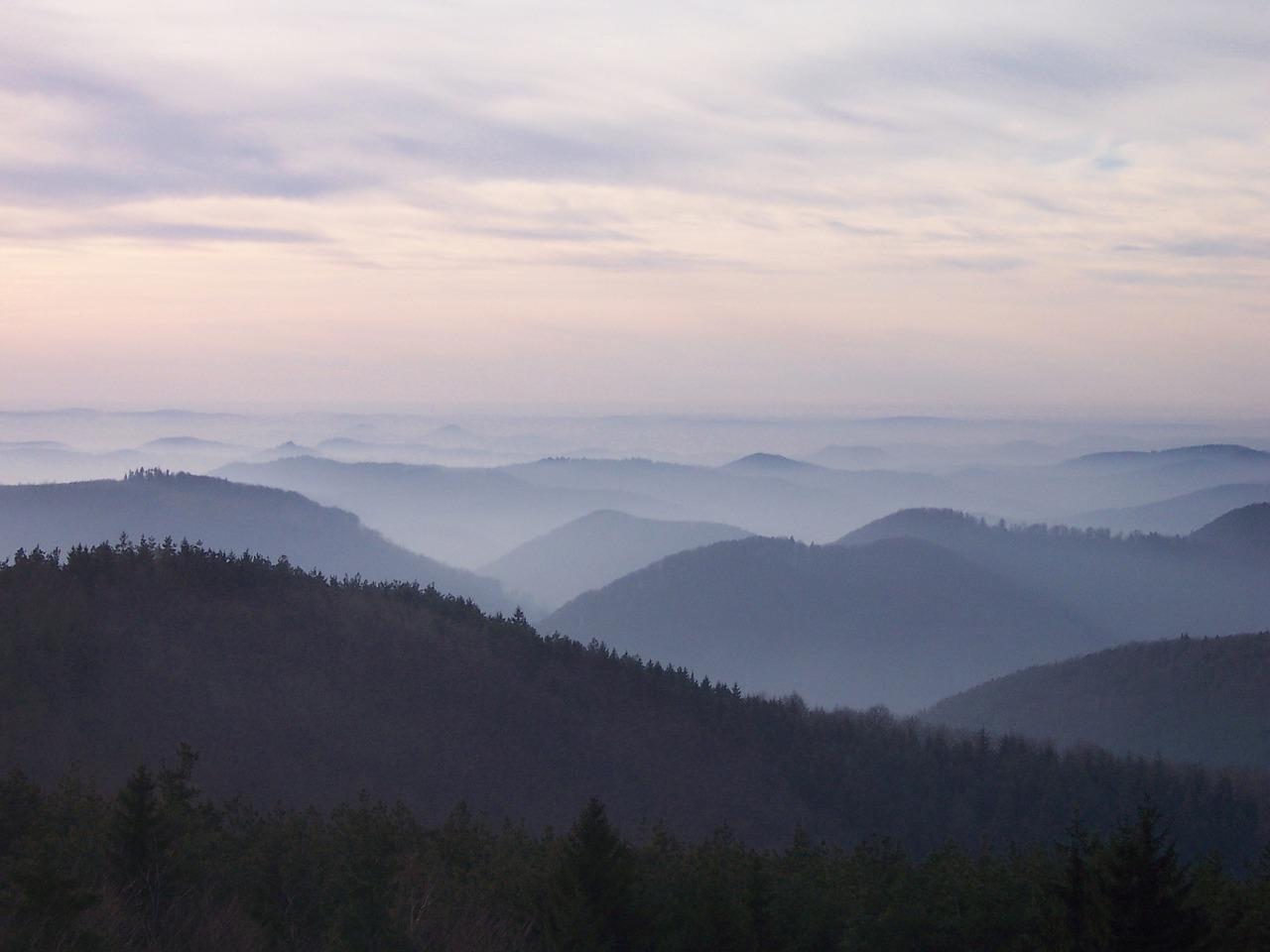 Kraštovaizdis, France, Gamta, Alsace, Vosges Į Šiaurę, Migla, Miškas, Twilight, Kalnas, Nemokamos Nuotraukos