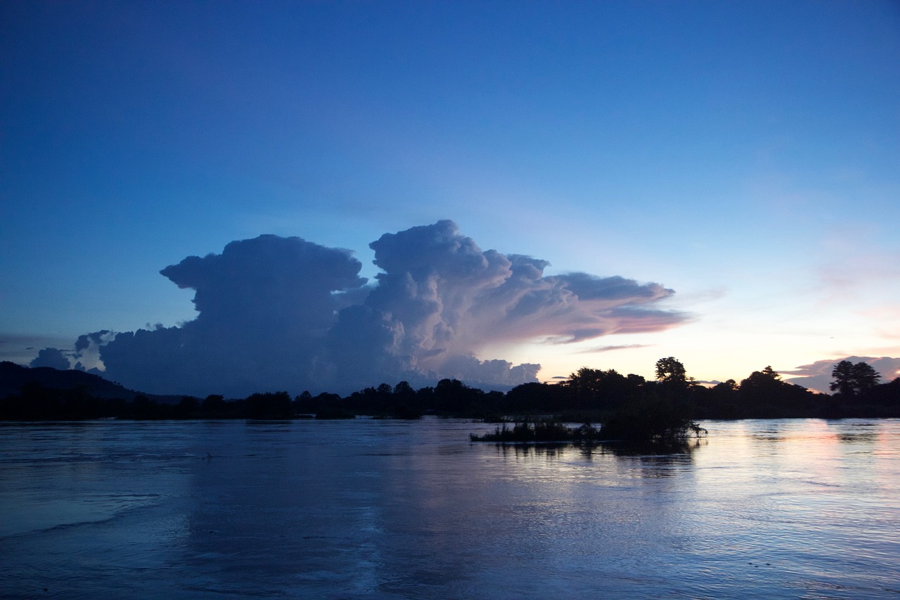 Laosas, Saulėlydis, Mekong Upė, Mėlynas, Vakare, Nemokamos Nuotraukos,  Nemokama Licenzija