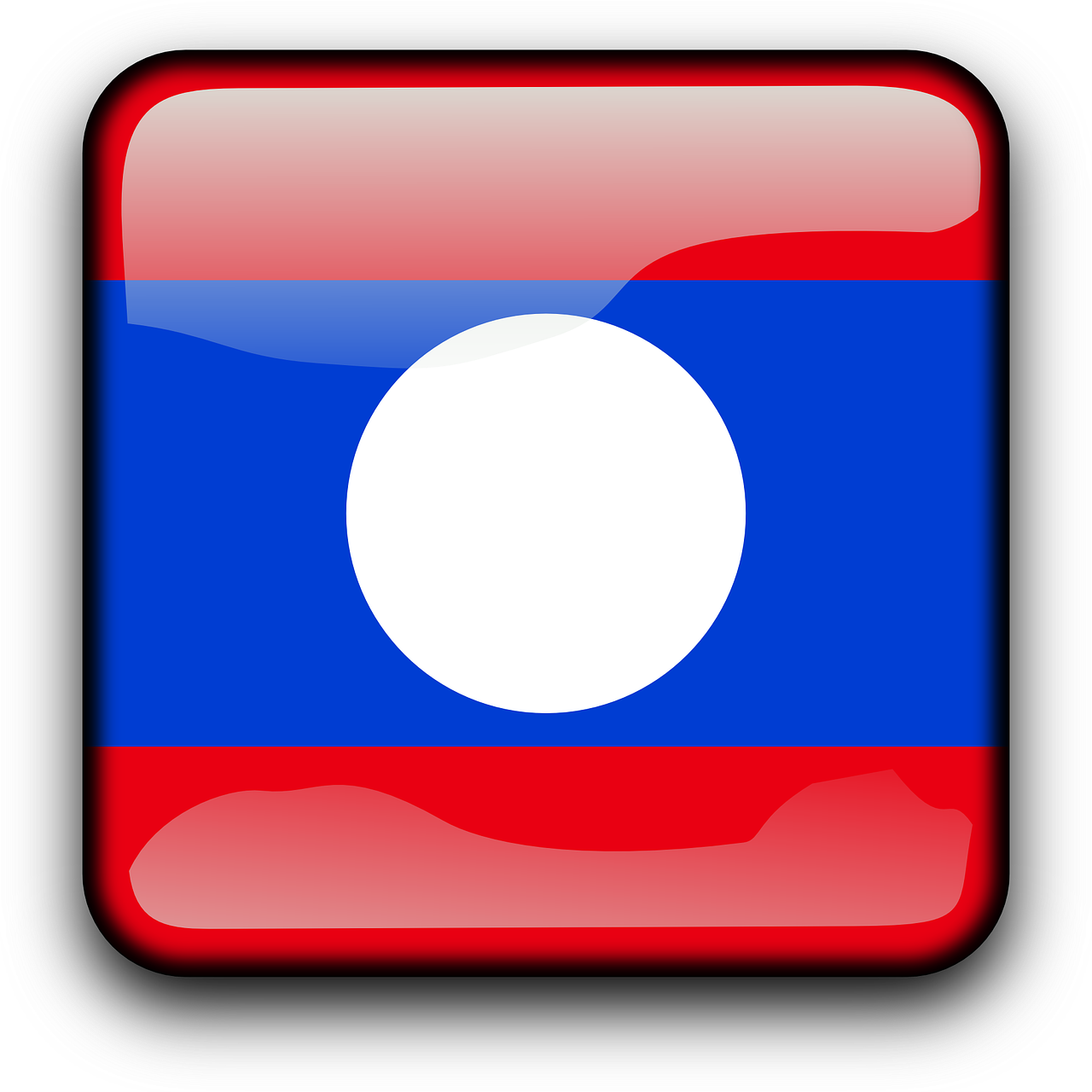 Laoso Demokratinė Respublika, Vėliava, Šalis, Tautybė, Kvadratas, Mygtukas, Blizgus, Nemokama Vektorinė Grafika, Nemokamos Nuotraukos,  Nemokama Licenzija