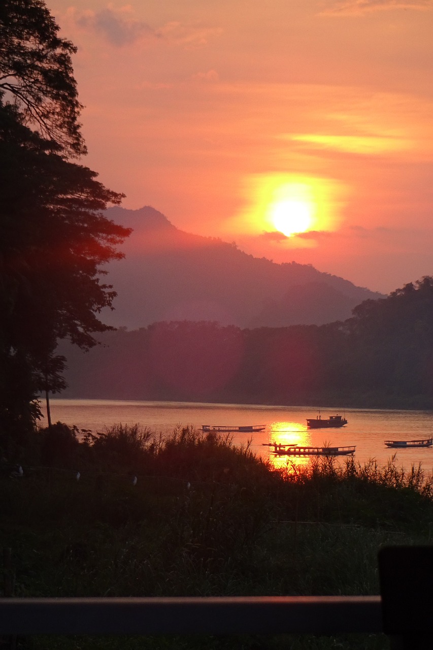 Laosas, Luang Prabang, Mekong Upė, Kraštovaizdis, Saulėlydis, Nemokamos Nuotraukos,  Nemokama Licenzija