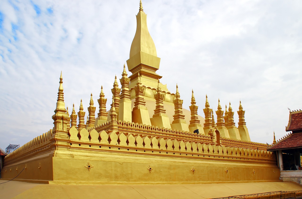 Laosas, Vientiane, Pha That Luang, Stupa, Šventykla, Šventas, Paminklas, Religija, Bouddhislme, Auksinė Pagoda
