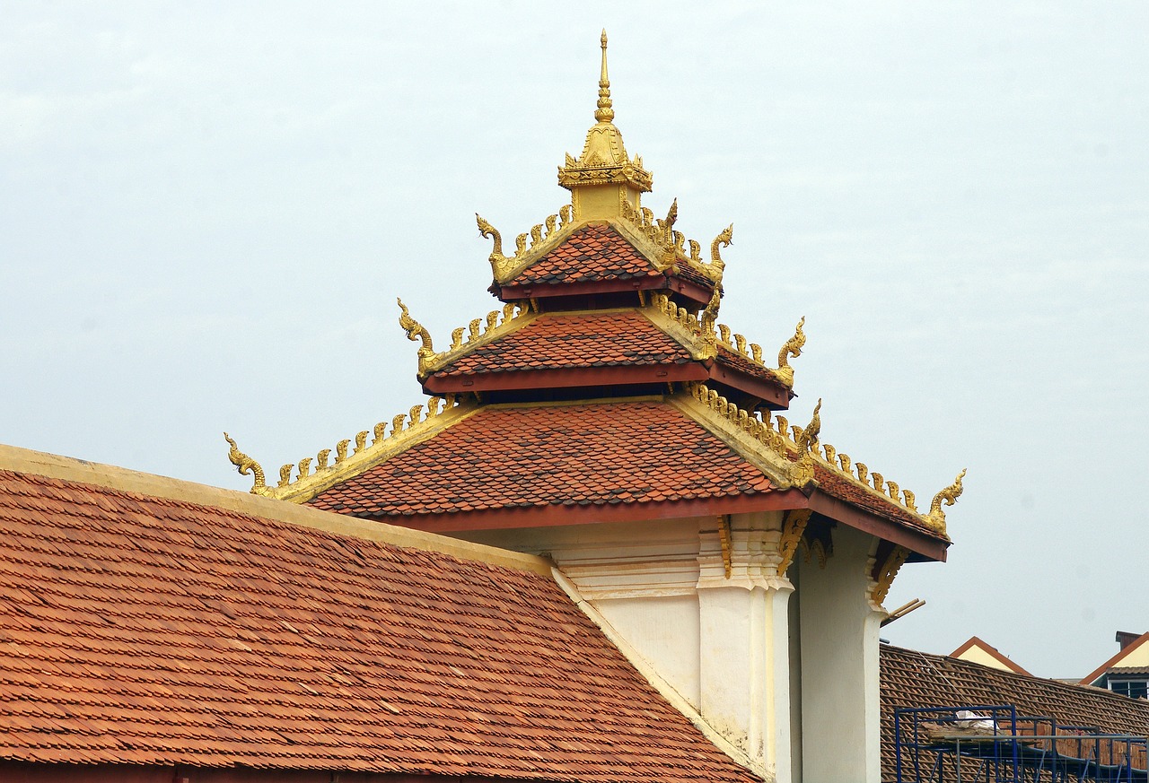 Laosas, Vientiane, Pha That Luang, Šventykla, Budizmas, Šventas, Religija, Meno Sala, Paviljonas, Malda
