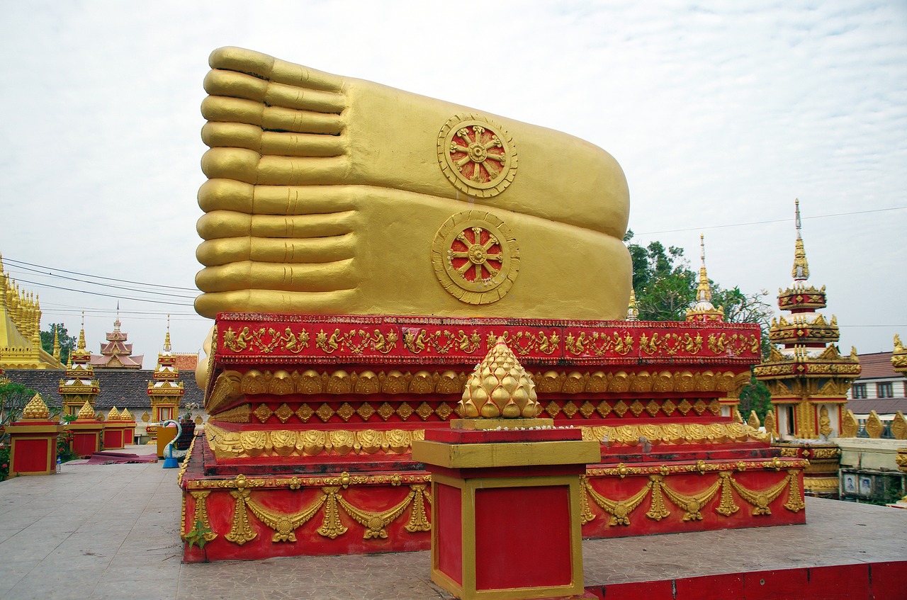 Laosas, Vientiane, Buda, Pėdos, Karališkasis Rūmai, Religija, Religinis Menas, Šventas, Budizmas, Doré