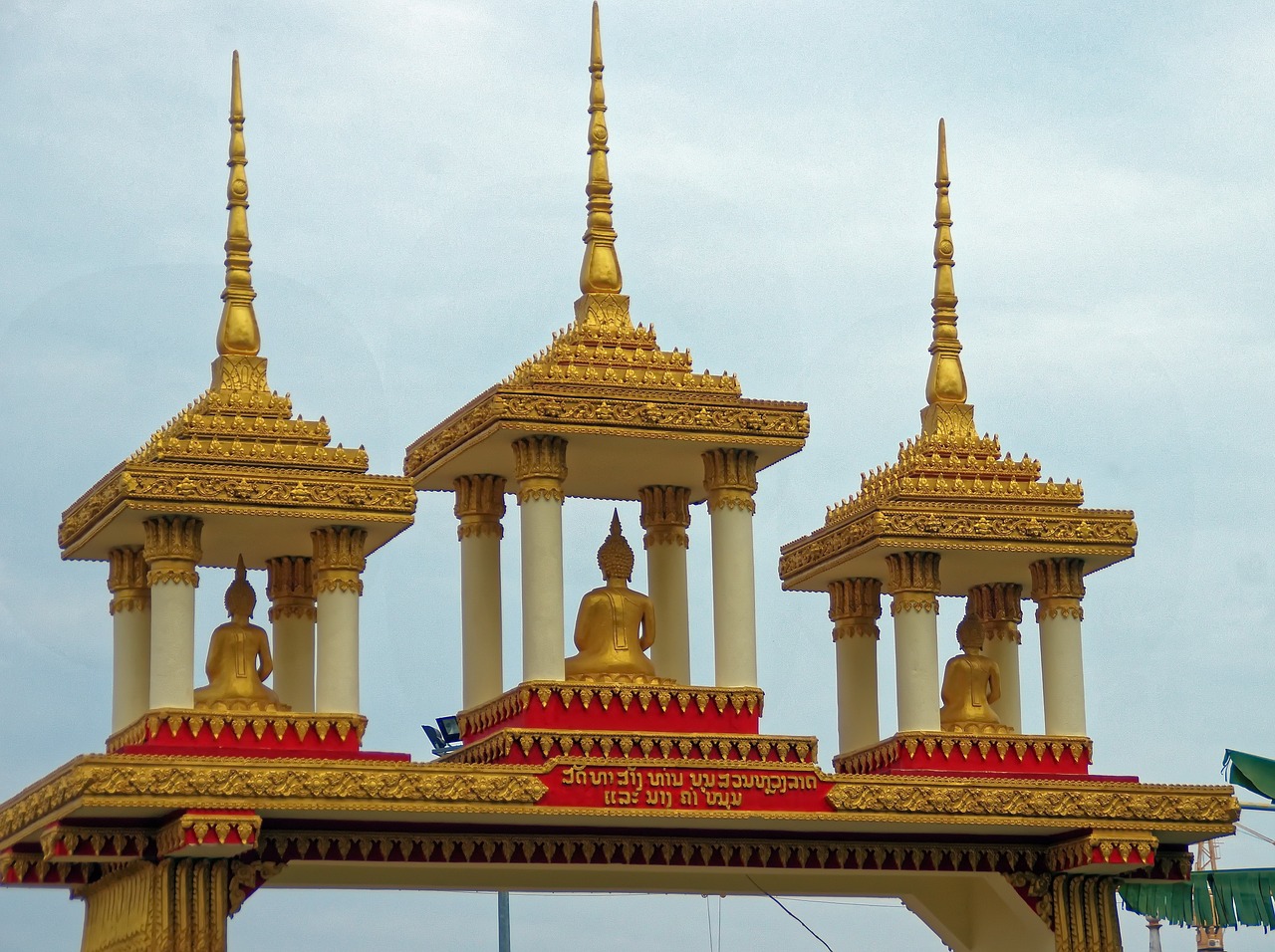 Laosas, Vientiane, Šventykla, Veranda, Kraigas, Budos, Religija, Budizmas, Šventas Menas, Asija