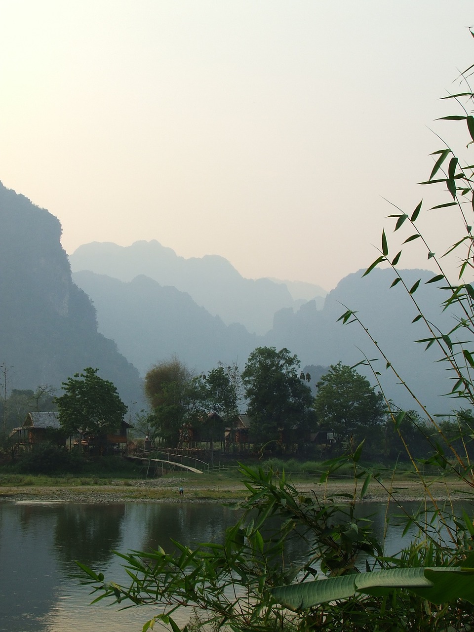 Laosas, Asija, Į Pietryčius, Peizažai, Kaimas, Vanduo, Grožis, Upė, Atspindys, Kelionė