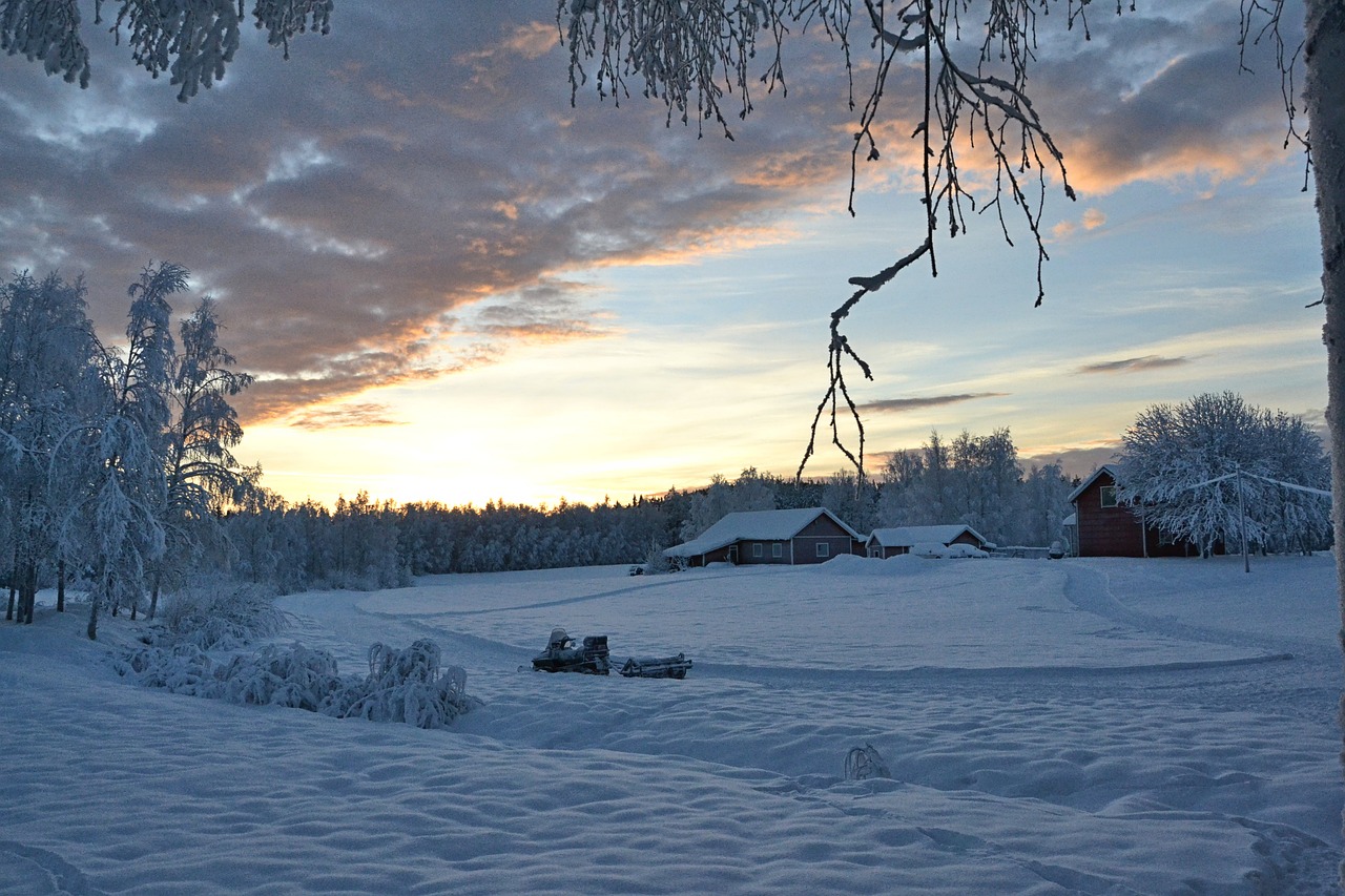 Laplandas, Švedija, Saulėlydis, Žiemą, Nemokamos Nuotraukos,  Nemokama Licenzija