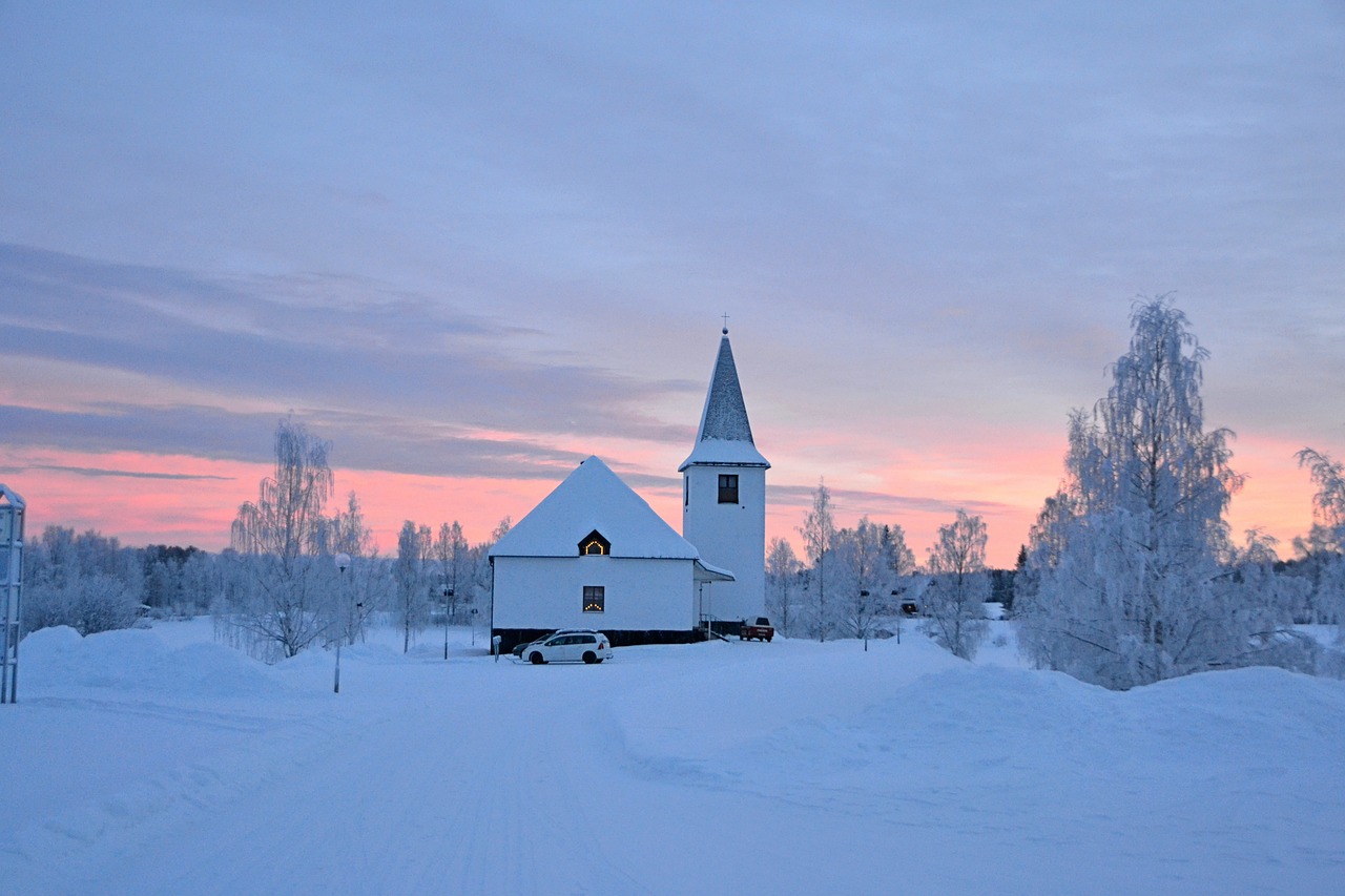 Lappland Sweden, Bažnyčia, Kalėdos, Žiemą, Nemokamos Nuotraukos,  Nemokama Licenzija