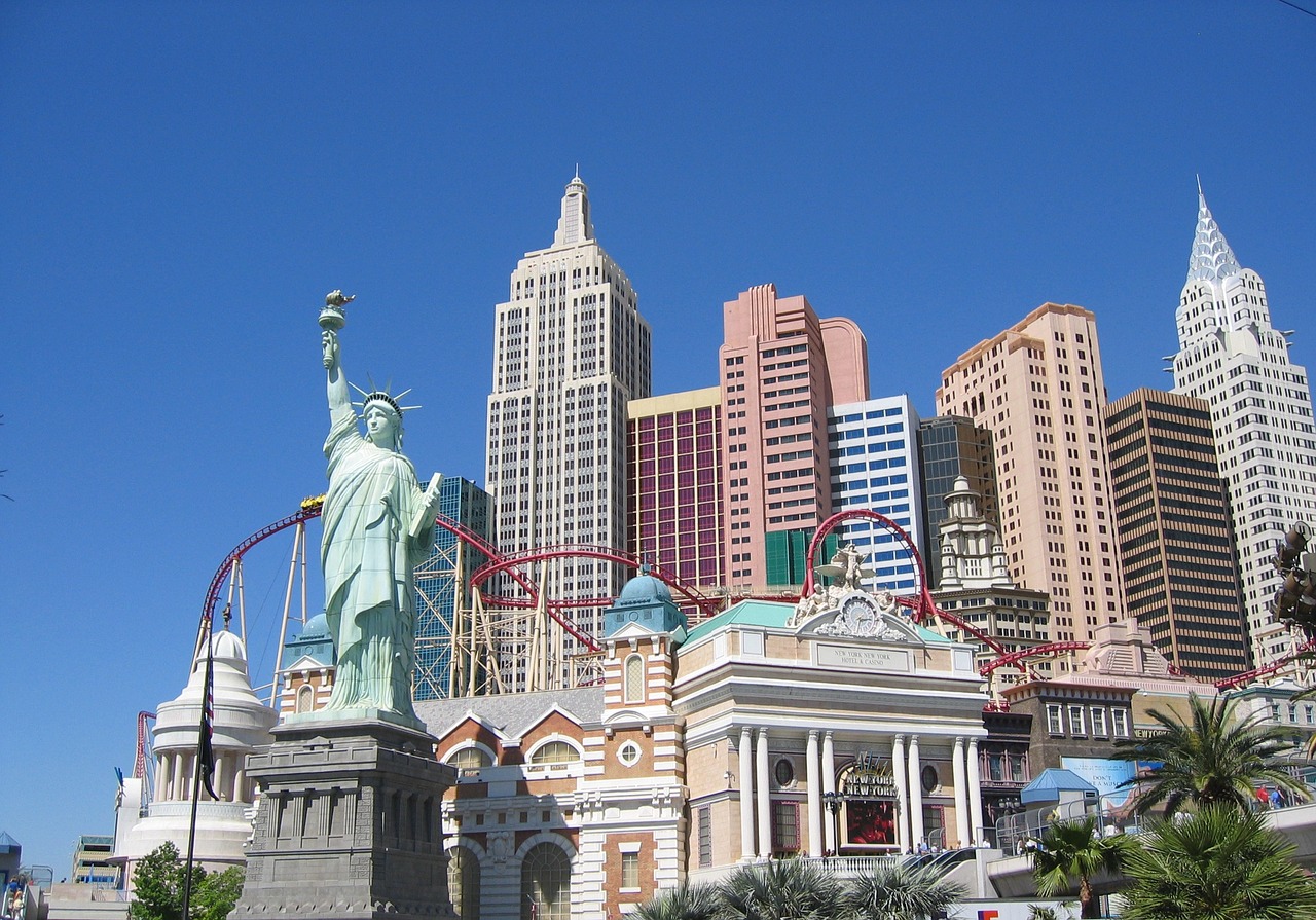 Las Vegasas, Las Vegas New York Skyline, Las, Naujas, Vegas, York, Panorama, Miestas, Miesto Panorama, Architektūra