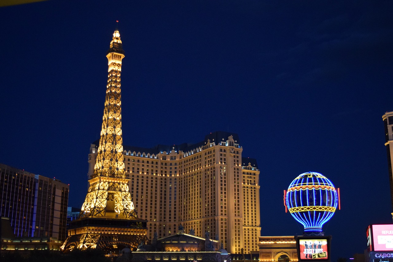 Las Vegasas, Paris, Naktinis Vaizdas, Viešbutis, Nemokamos Nuotraukos,  Nemokama Licenzija