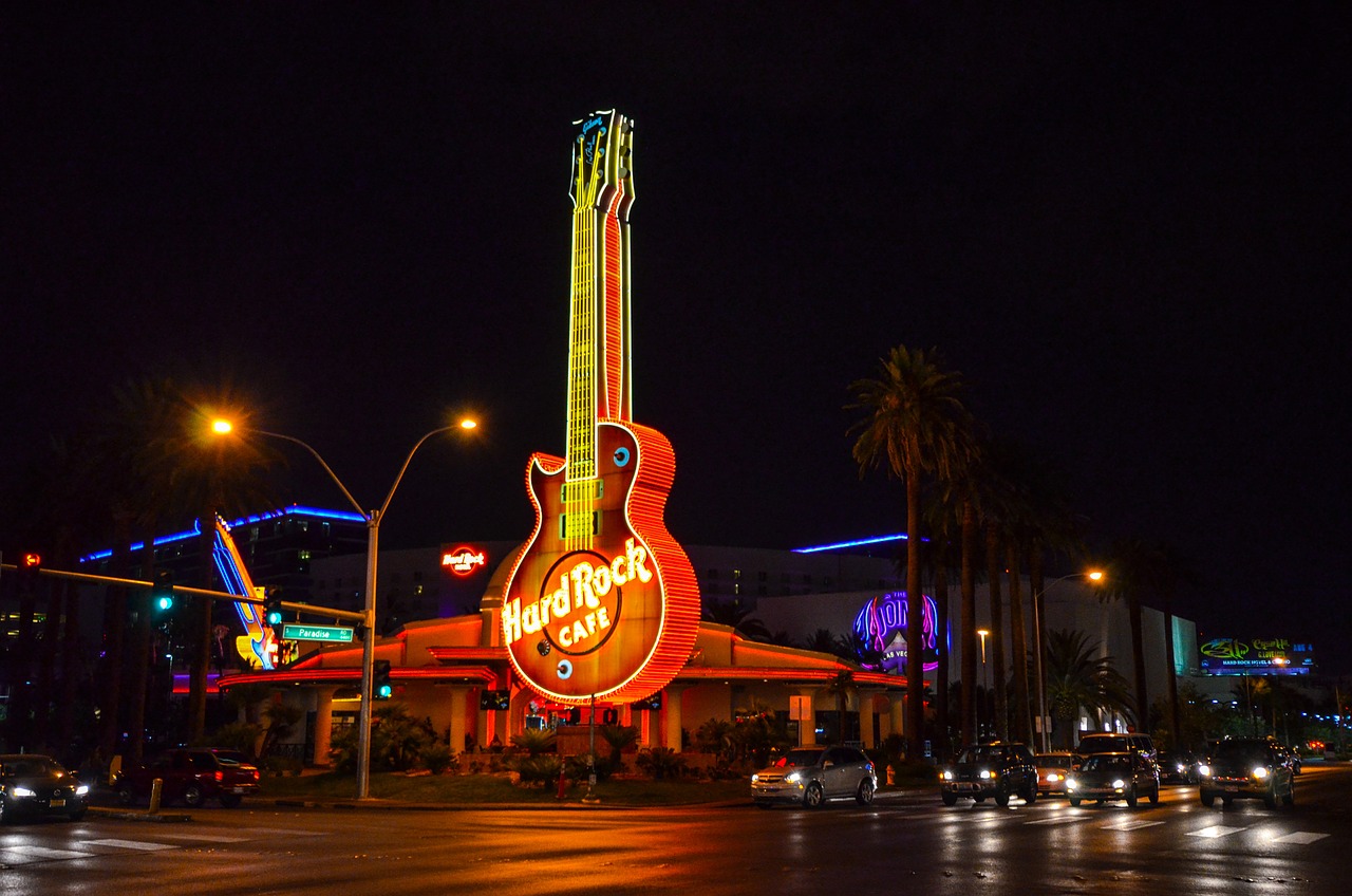 Las Vegasas, Nevada, Kazino, Hard Rock Cafe, Pietvakarius, Usa, Amerikietis, Azartiniai Lošimai, Skydas, Gitara