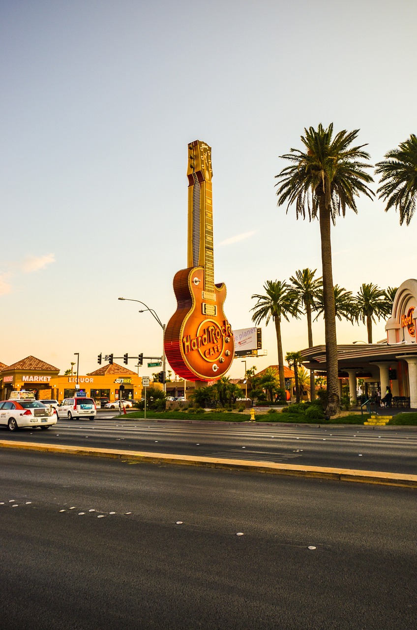 Las Vegasas, Nevada, Kazino, Hard Rock Cafe, Pietvakarius, Usa, Amerikietis, Azartiniai Lošimai, Skydas, Gitara