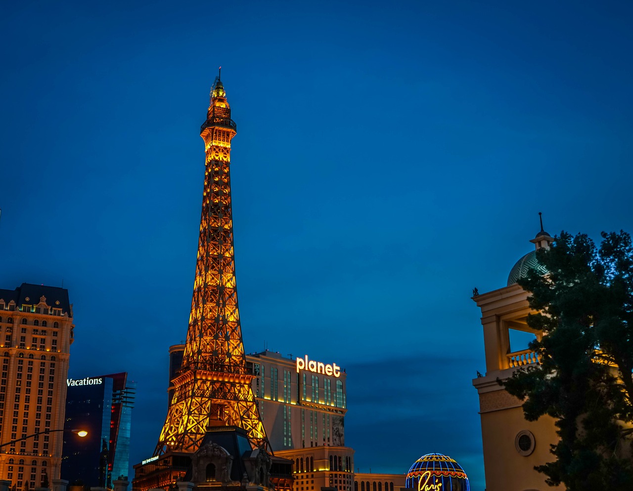 Las Vegasas, Eifelio Bokštas, Paris, Žibintai, Naktis, Žinomas, Kazino, Nevada, Architektūra, Linksma