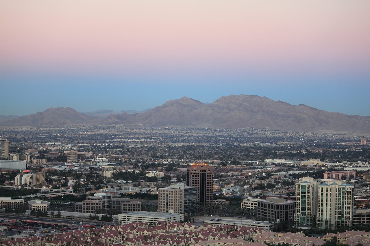 Las Vegasas, Panorama, Kalnai, Vegas, Miestas, Las, Nevada, Usa, Amerikietis, Architektūra