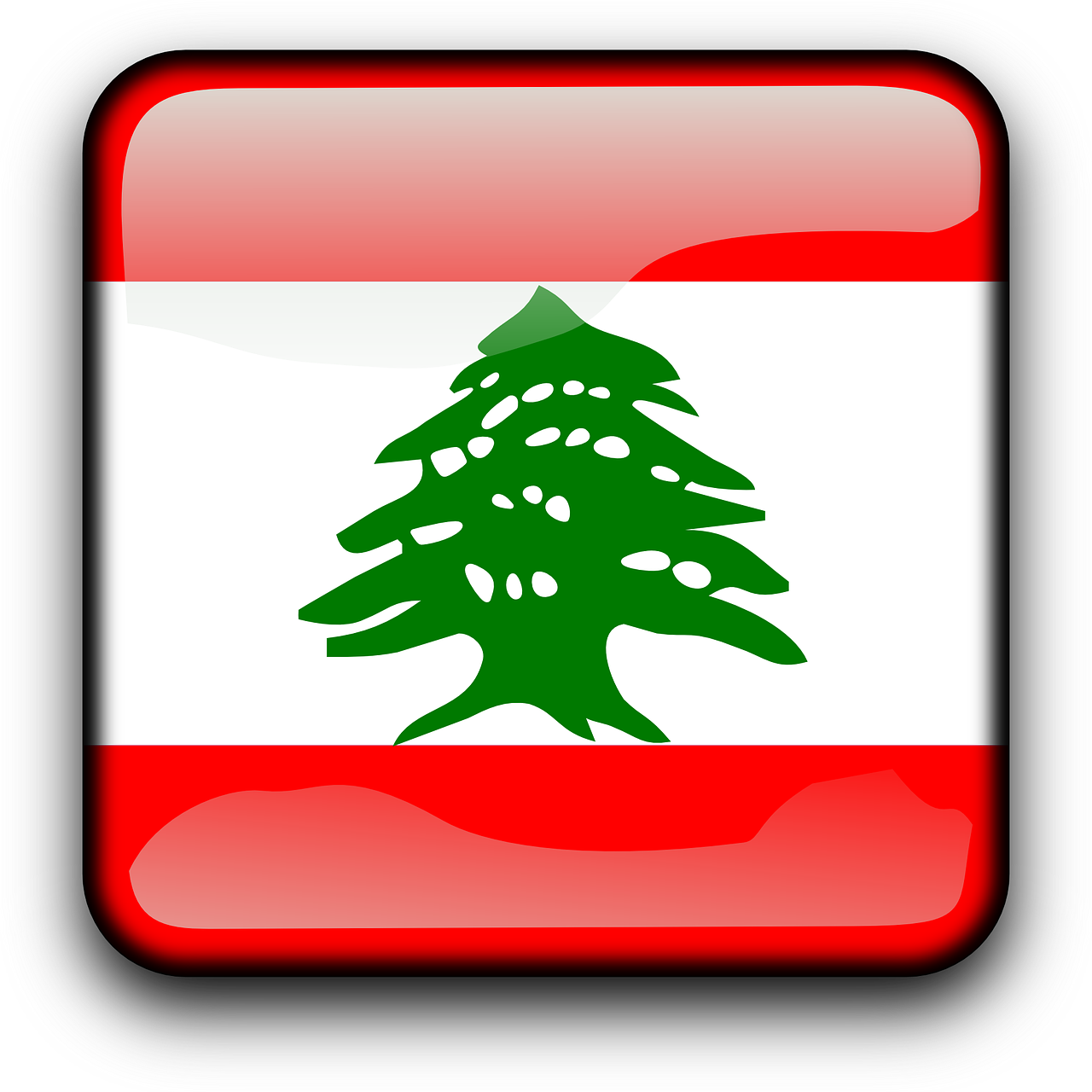 Libanas, Vėliava, Šalis, Tautybė, Kvadratas, Mygtukas, Blizgus, Nemokama Vektorinė Grafika, Nemokamos Nuotraukos,  Nemokama Licenzija