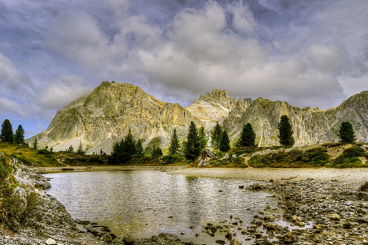 Lech Limides,  Dolomitai,  Kalnai,  Pobūdį,  Italija,  Kraštovaizdis,  Alpine,  Panorama,  Dangus,  Alpių Panorama