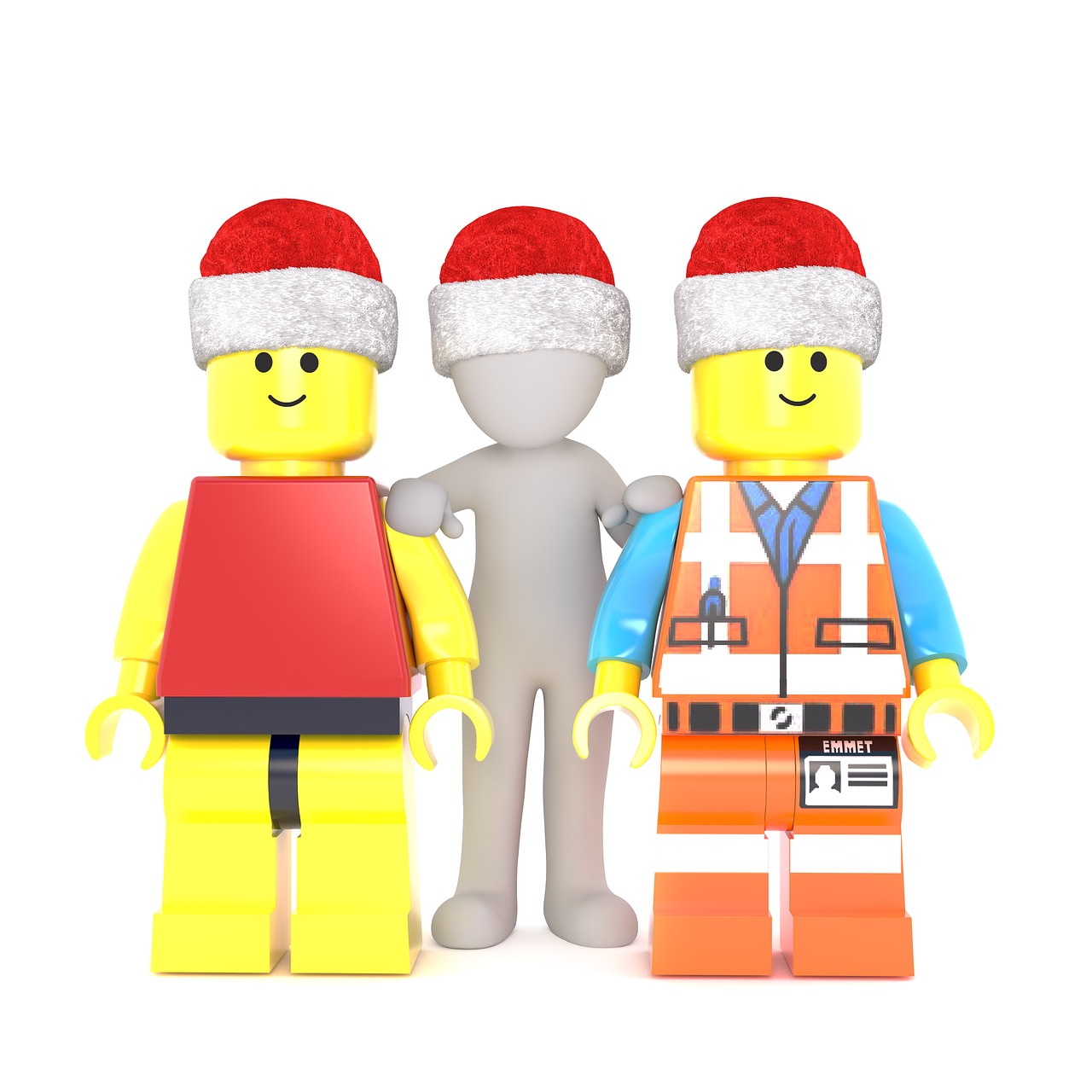 Lego, Baltas Vyriškas, 3D Modelis, Viso Kūno, 3D Santa Hat, Kalėdos, Santa Skrybėlė, 3D, Balta, Izoliuotas
