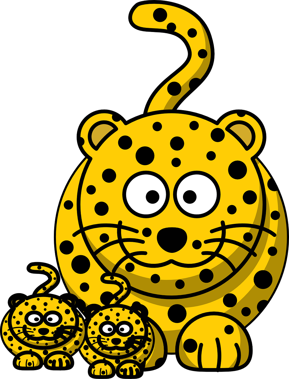 Leopardas, Gepardas, Medžioklė-Leopardas, Kūdikis, Mama, Gyvūnas, Animacinis Filmas, Priekinis, Portretas, Veidai
