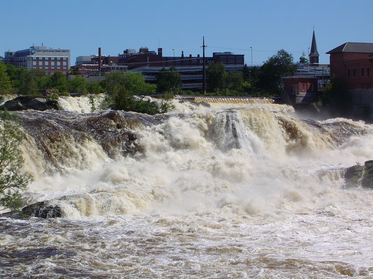 Lewiston, Maine, Vanduo, Peizažas, Gamta, Lauke, Vasara, Kritimo, Srautas, Teka